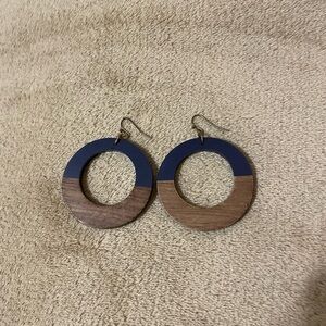 Two-Tone Wooden Hoop Earrings